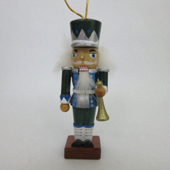 5” Wood Soldier and 3” Blown Glass Nutcracker Christmas Tree Ornaments Set of 2 - Picture 4 of 9